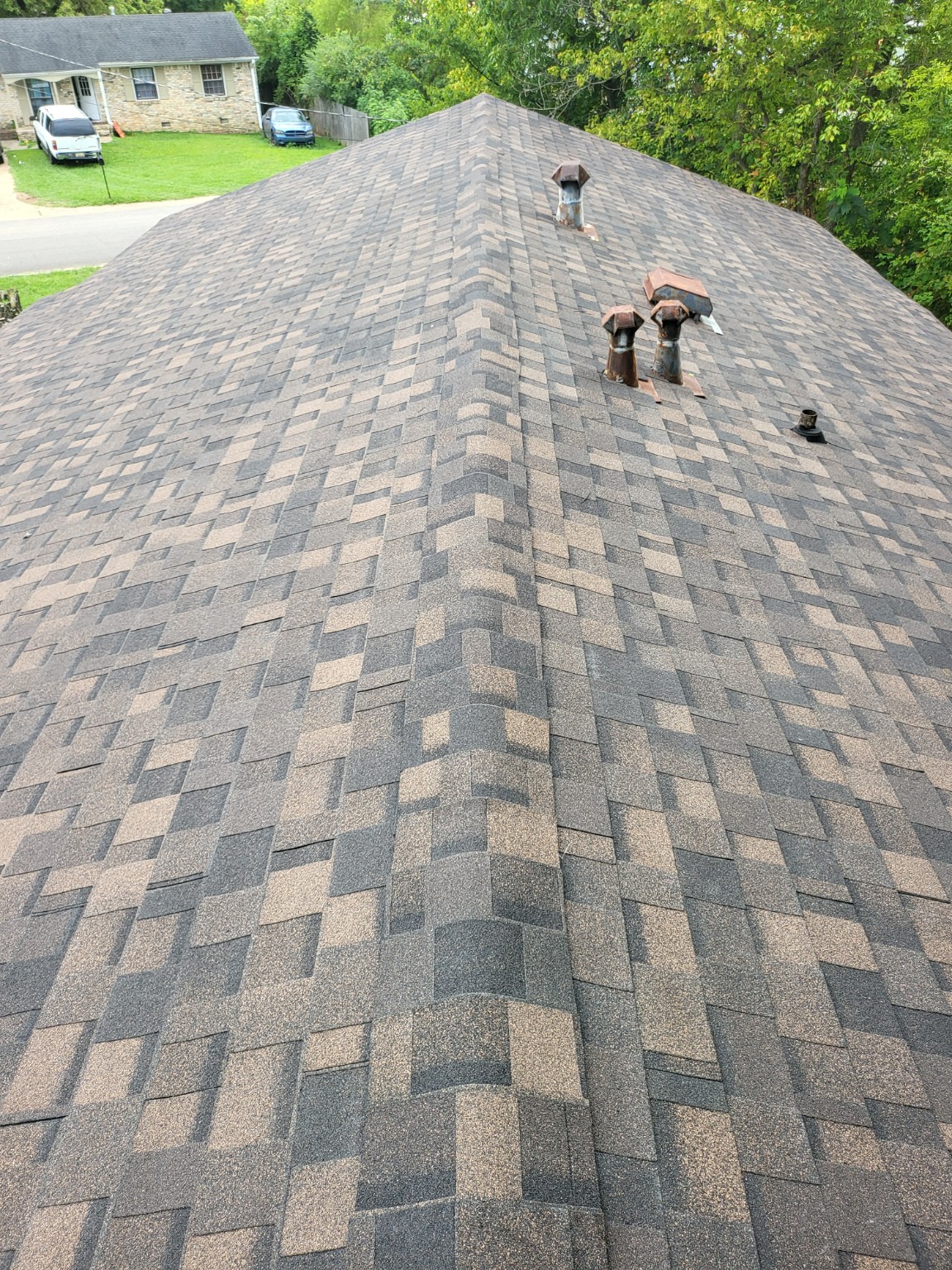 Second view of roof shingles and ridge